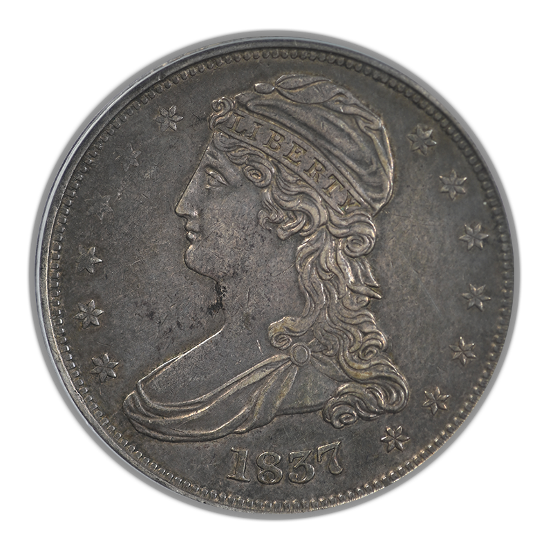 1837 Capped Bust Half Dollar 50C PCGS AU50 - Reeded Edge Obverse