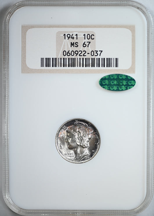 1941 Mercury Dime 10C NGC Fatty MS67 CAC – Americana Rare Coin
