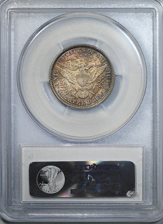 1892 Barber Quarter 25C PCGS MS66 CAC - DDR FS801, Top Pop, TONED! Reverse Slab