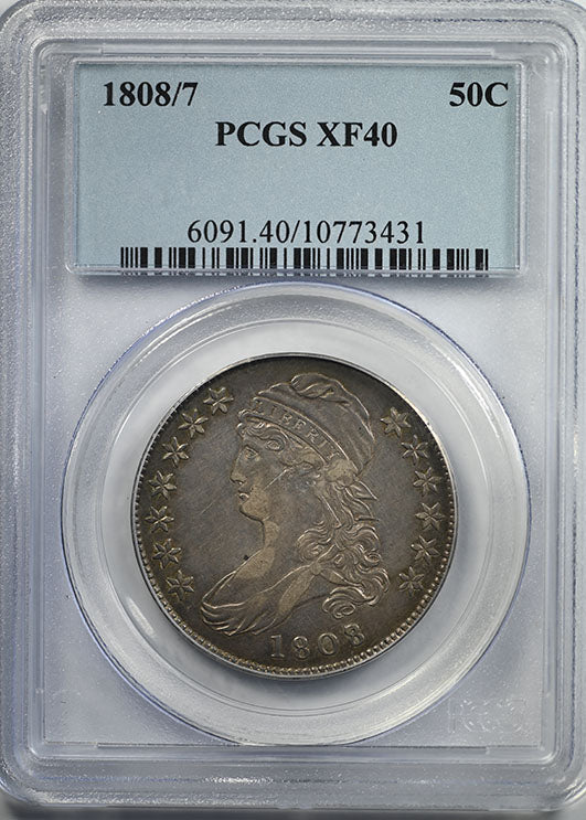 1808/7 Capped Bust Half Dollar 50C PCGS XF40 Obverse Slab