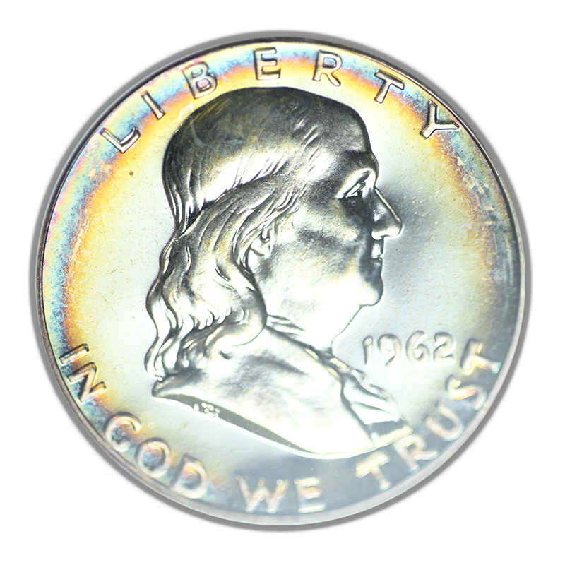 1962 Proof Franklin Half Dollar 50C ANACS Soapbox PF65 - TONED!