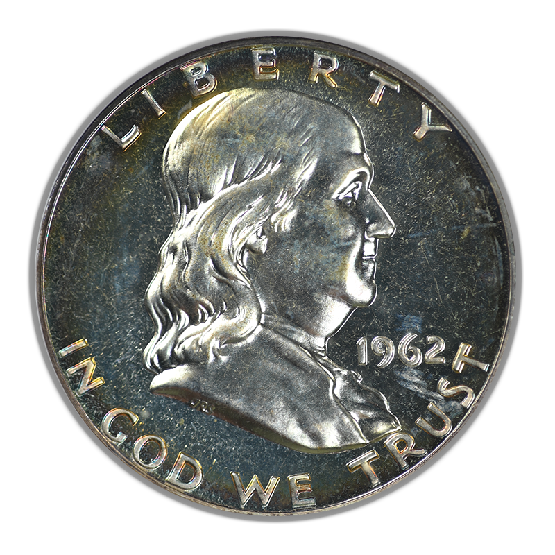 1962 Proof Franklin Half Dollar 50C ANACS Soapbox PF65 - TONED!