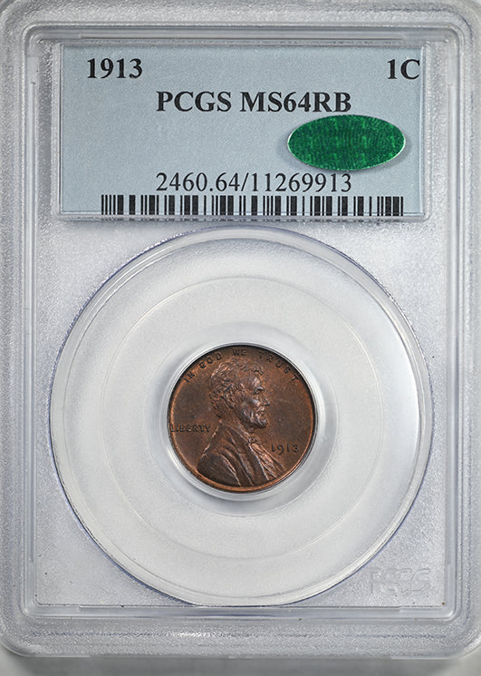1913 Lincoln Wheat Cent 1C PCGS MS64RB CAC