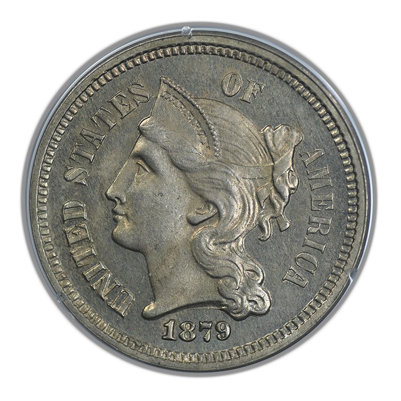 1879 Three Cent Nickel 3CN PCGS Rattler - Misattributed Proof JD-2 Obverse