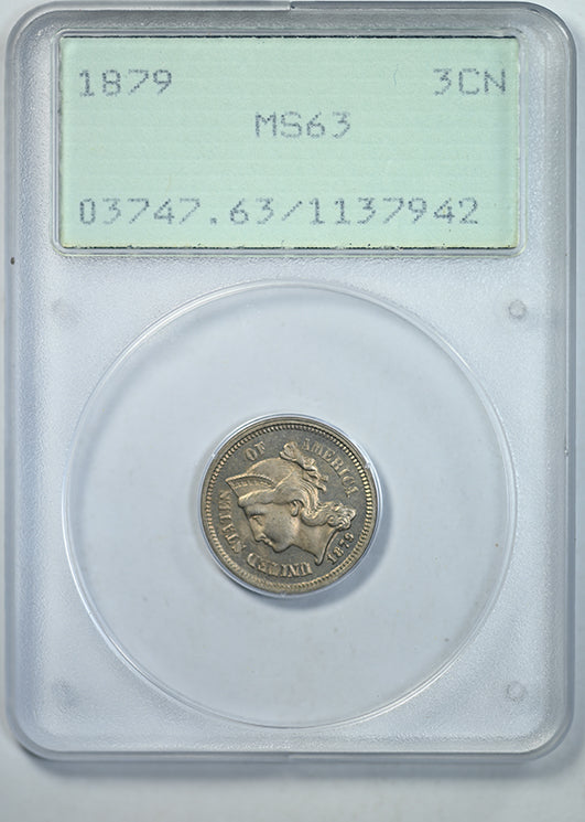 1879 Three Cent Nickel 3CN PCGS Rattler - Misattributed Proof JD-2 Obverse Slab