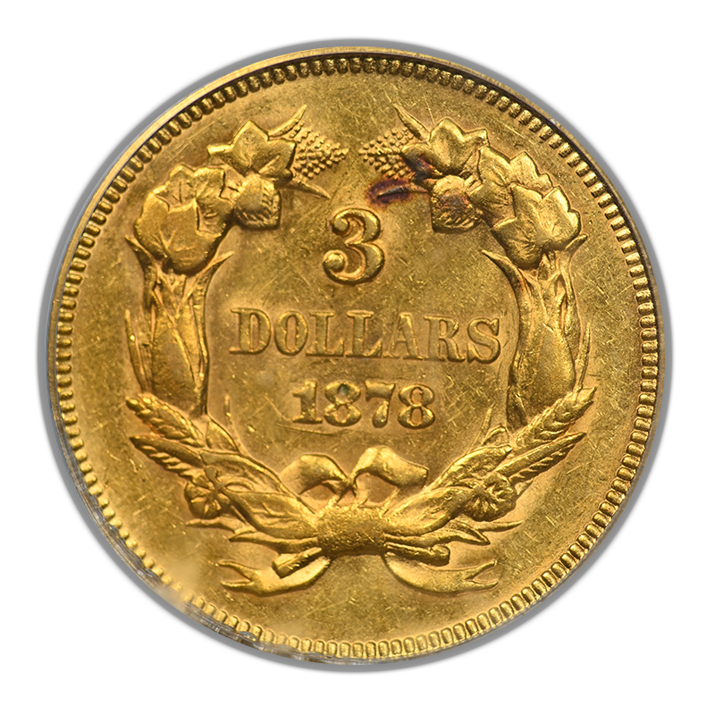 1878 Indian Princess Gold Three Dollar Piece $3 PCGS AU55