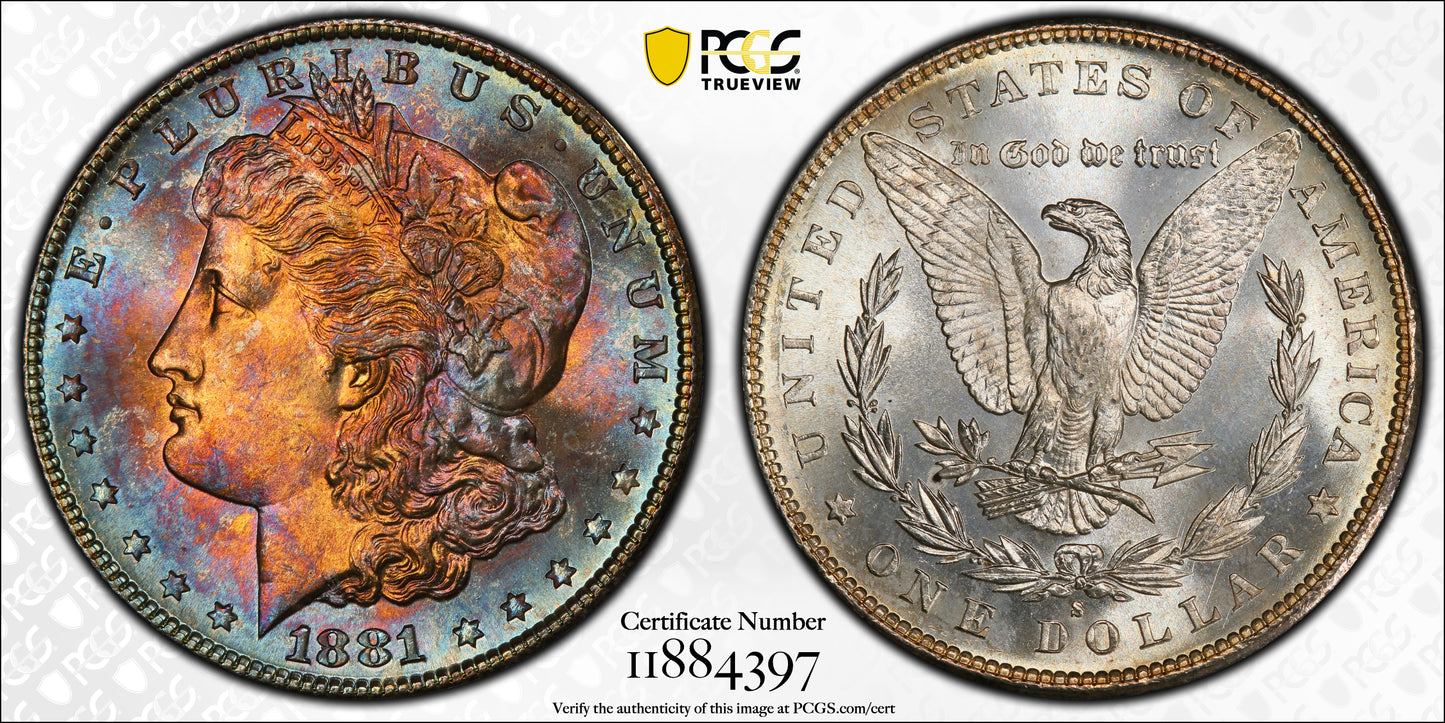 1881-S Morgan Dollar $1 PCGS MS67 - TONED!