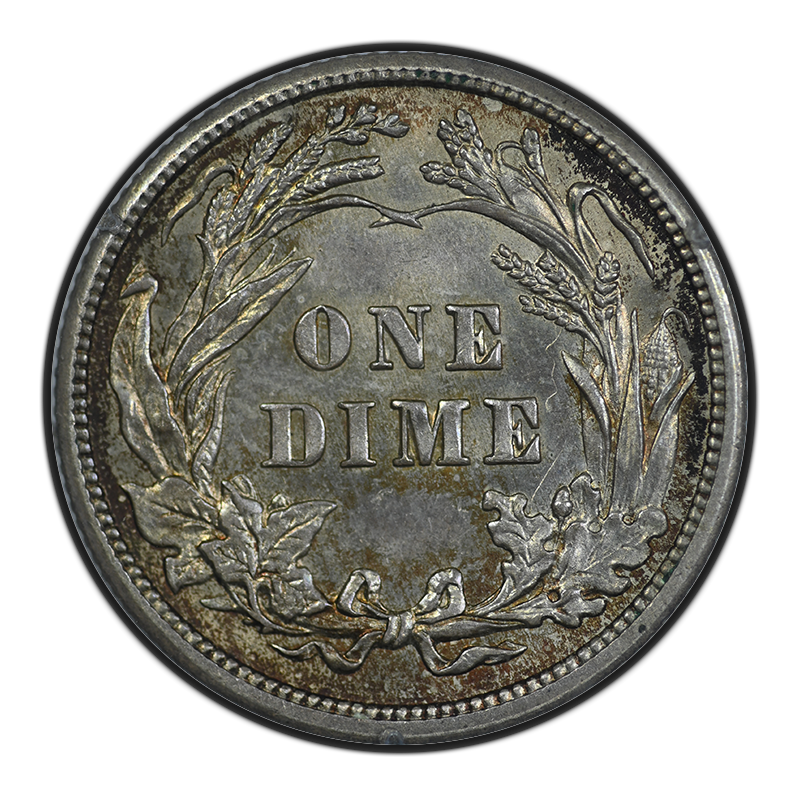 1914 Barber Dime 10C PCGS Rattler MS63 CAC Reverse