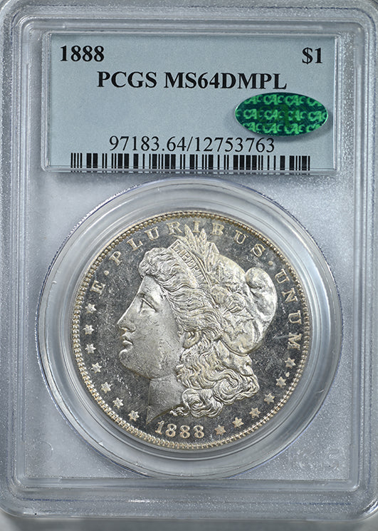 1888 Morgan Dollar $1 PCGS MS64DMPL CAC - Deep Mirror Prooflike