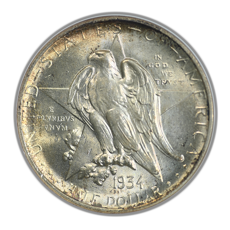 1934 Texas Classic Commemorative Half Dollar 50C NGC Fatty Holder MS63 Gold CAC Obverse