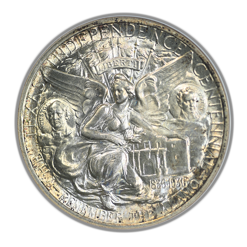 1934 Texas Classic Commemorative Half Dollar 50C NGC Fatty Holder MS63 Gold CAC Reverse