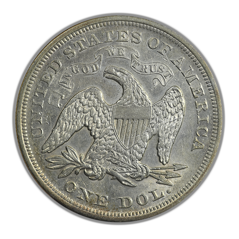 1871 Liberty Seated Dollar $1 ANACS Soapbox AU50