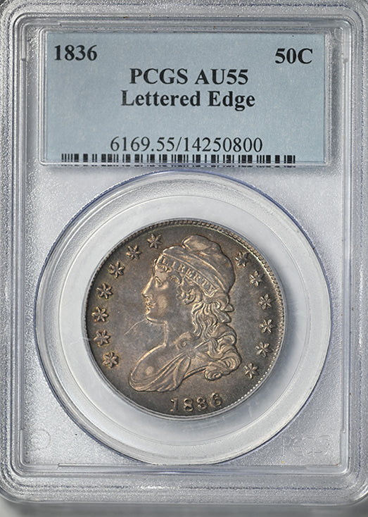 1836 Capped Bust Half Dollar 50C PCGS AU55 - Lettered Edge