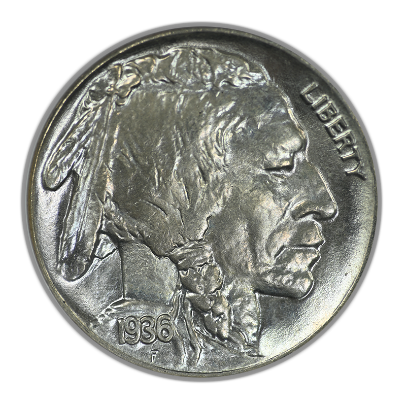 1936 Buffalo Nickel 5C NGC Fatty MS65 Gold CAC