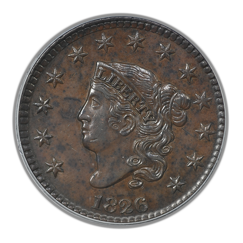 1826 Coronet Head Large Cent 1C PCGS MS62BN - Newcomb 4