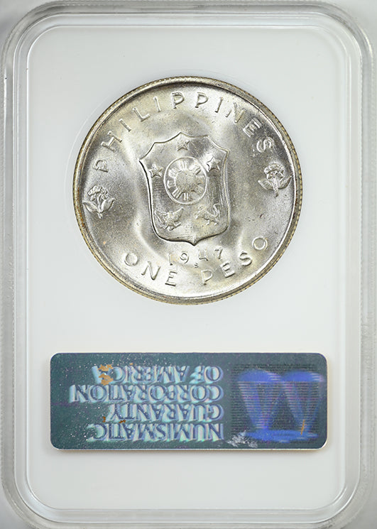 1947-S USA Philippines Peso NGC Fatty MS64 - Douglas MacArthur