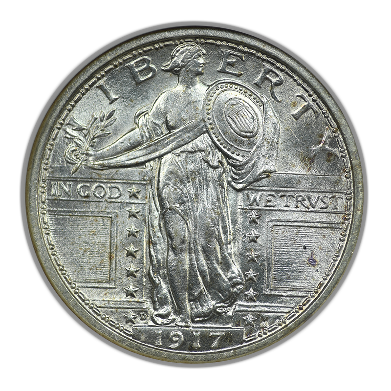 1917-D Type 1 Standing Liberty Quarter 25C NGC MS63FH - Full Head