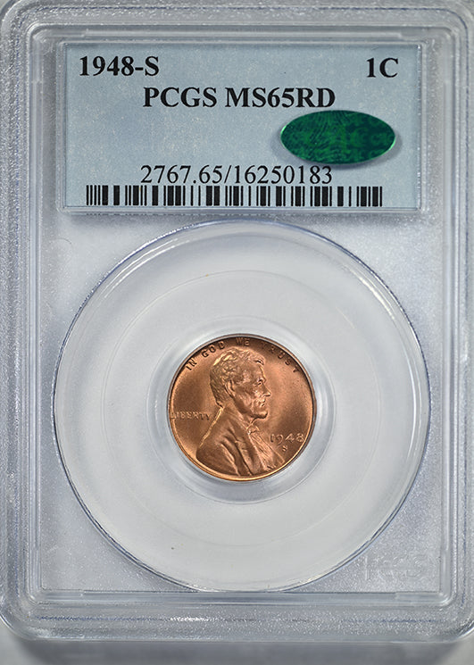 1948-S Lincoln Wheat Cent 1C PCGS MS65RD CAC