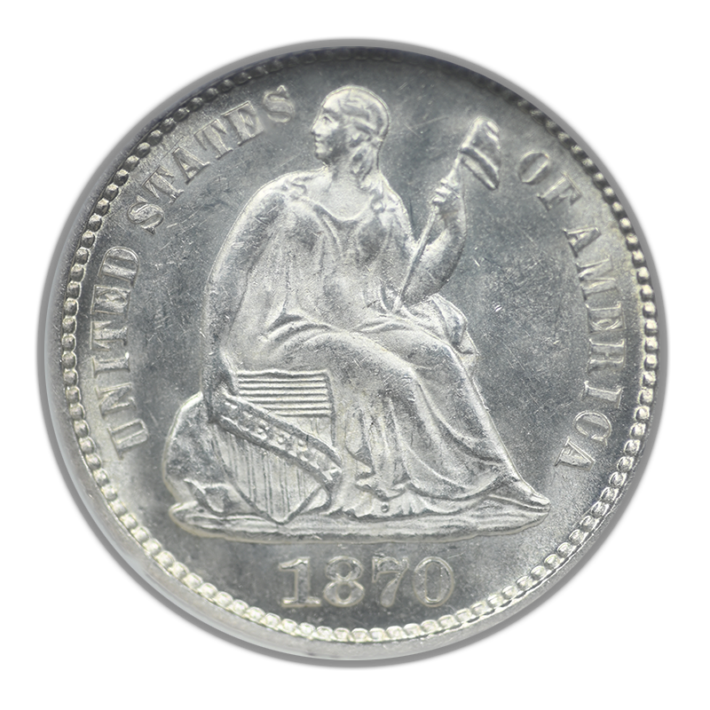 1870 Liberty Seated Half Dime H10C NGC MS65