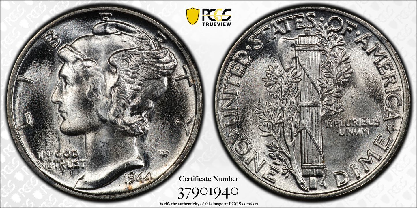 1944 Mercury Dime 10C PCGS MS67FB CAC Trueview
