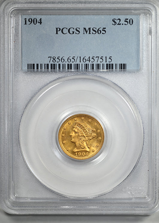 1904 Liberty Head Gold Quarter Eagle $2.50 PCGS MS65