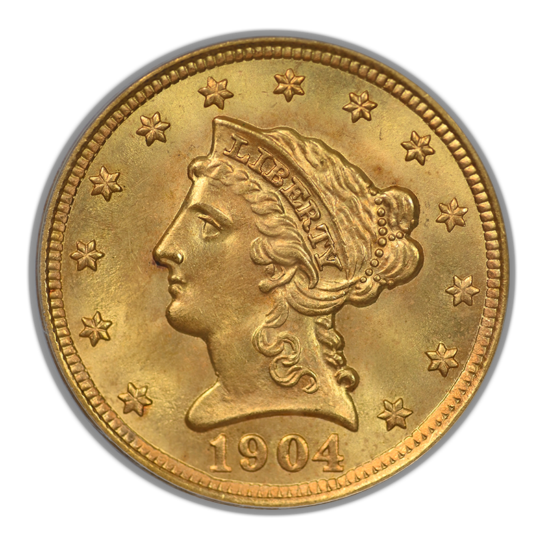 1904 Liberty Head Gold Quarter Eagle $2.50 PCGS MS66