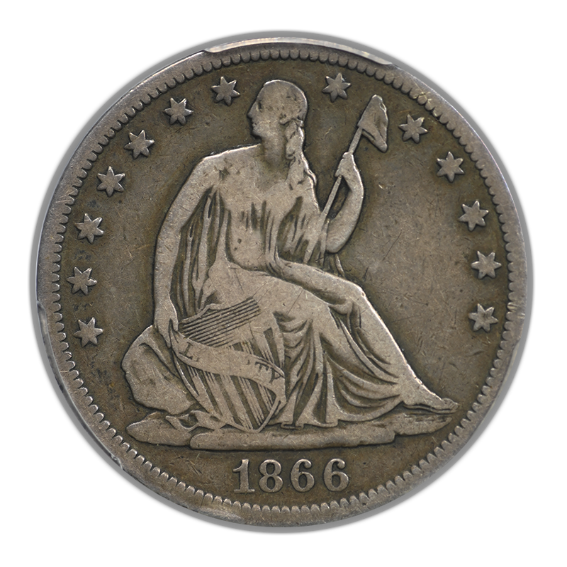 1866-S Liberty Seated Half Dollar 50C PCGS F15 - No Motto
