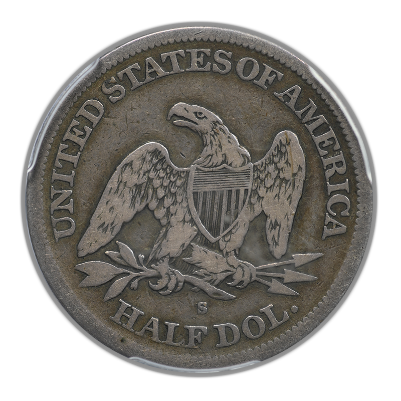 1866-S Liberty Seated Half Dollar 50C PCGS F15 - No Motto