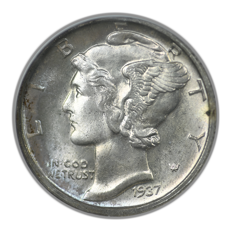 1937-D Mercury Dime 10C NGC MS66FB - Full Bands