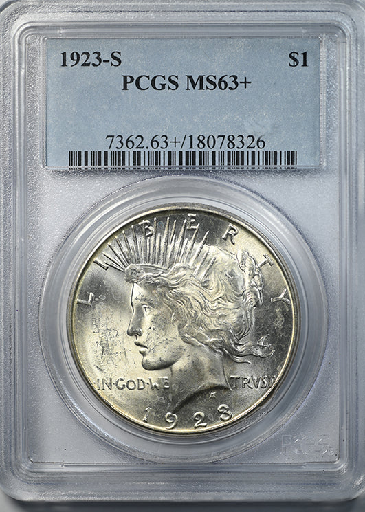 1923-S Peace Dollar $1 PCGS MS63+ Obverse Slab