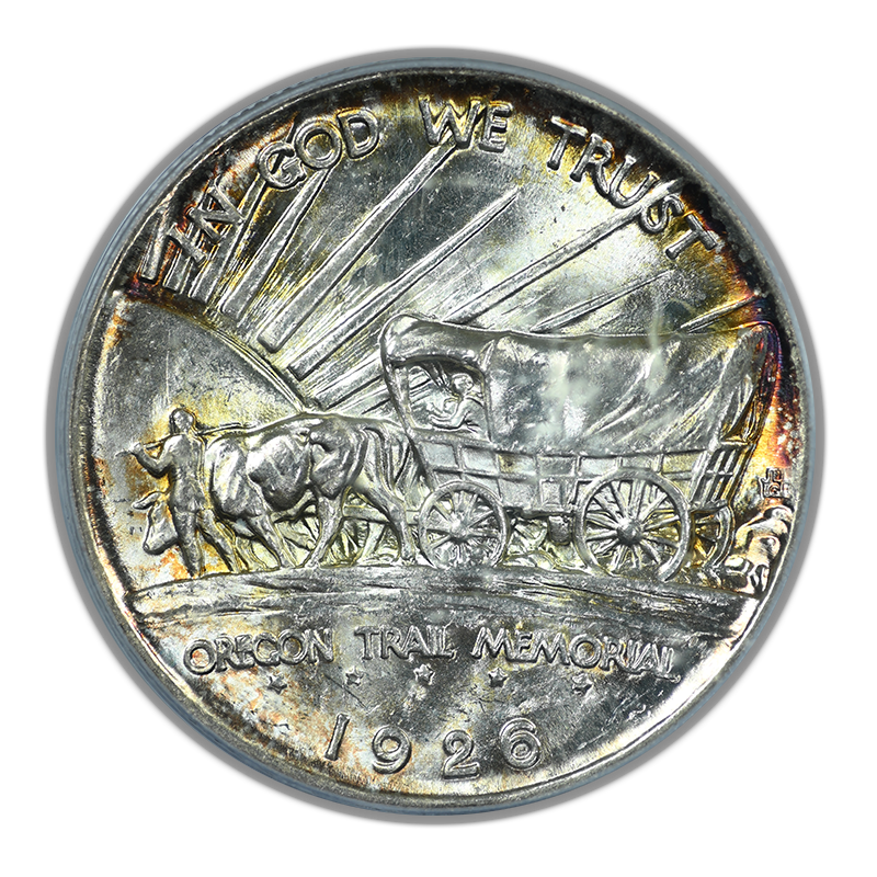 1926-S Oregon Trail Classic Commemorative Half Dollar 50C PCGS MS65+ CAC - TONED!
