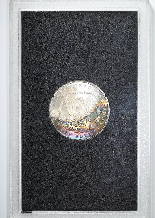1885-CC Morgan Dollar $1 Carson City GSA Uncirculated - RAINBOW TONED REVERSE!