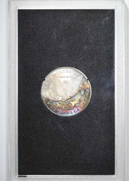 1885-CC Morgan Dollar $1 Carson City GSA Uncirculated - RAINBOW TONED REVERSE!