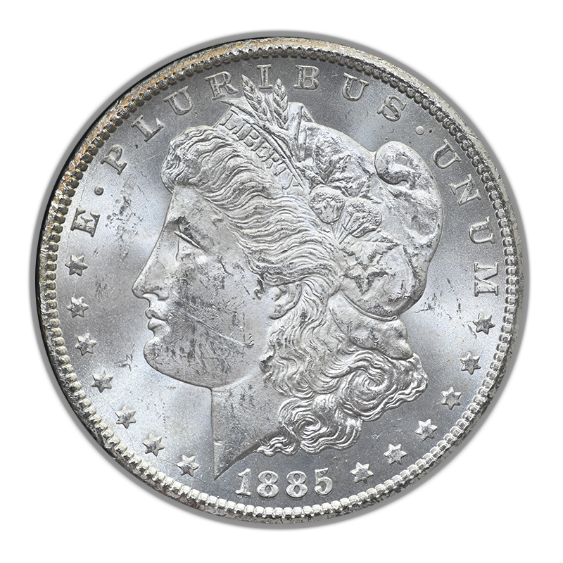 1885-CC Morgan Dollar $1 Carson City GSA Uncirculated - RAINBOW TONED REVERSE!