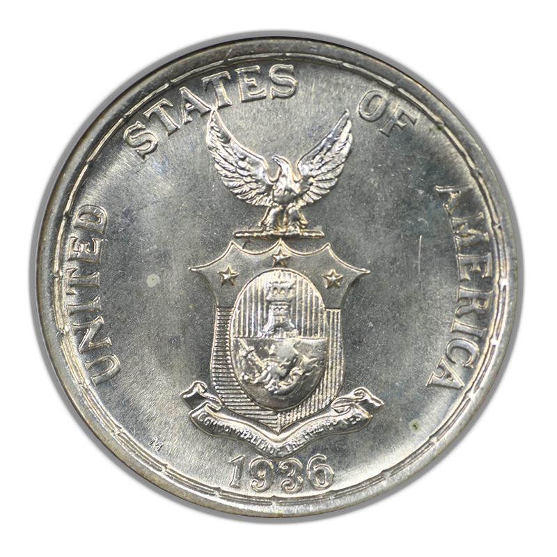 1936 M USA Philippines Peso NGC MS64 Roosevelt-Quezon