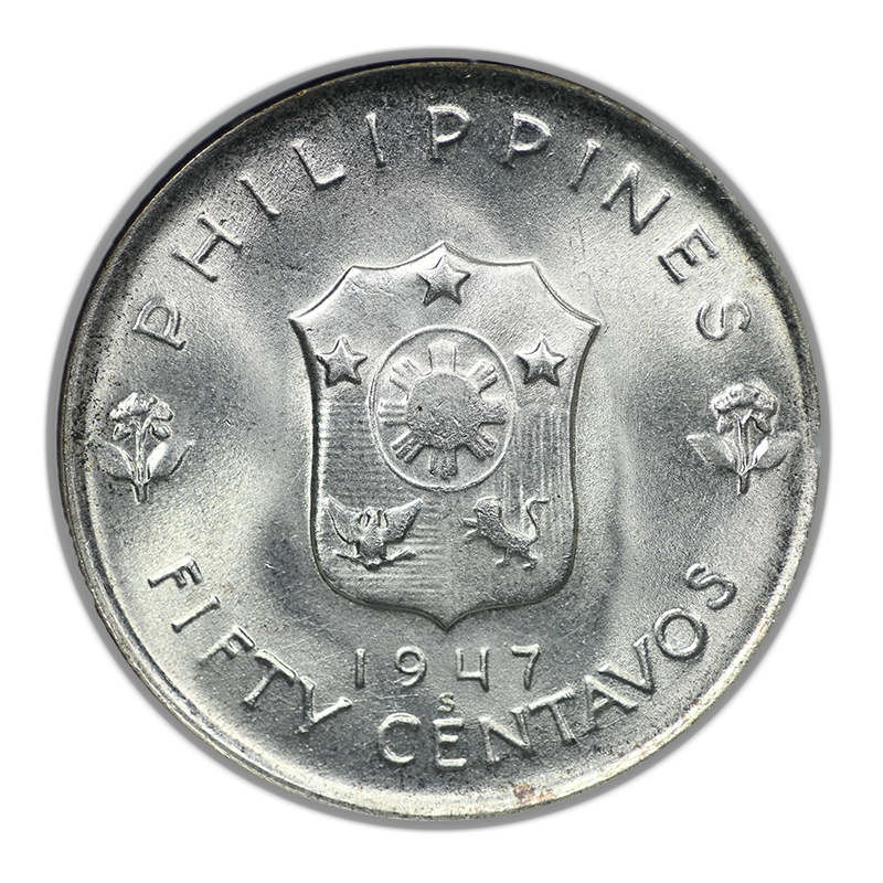 1947-S Philippines 50C Centavos NGC MS66 - Douglas MacArthur