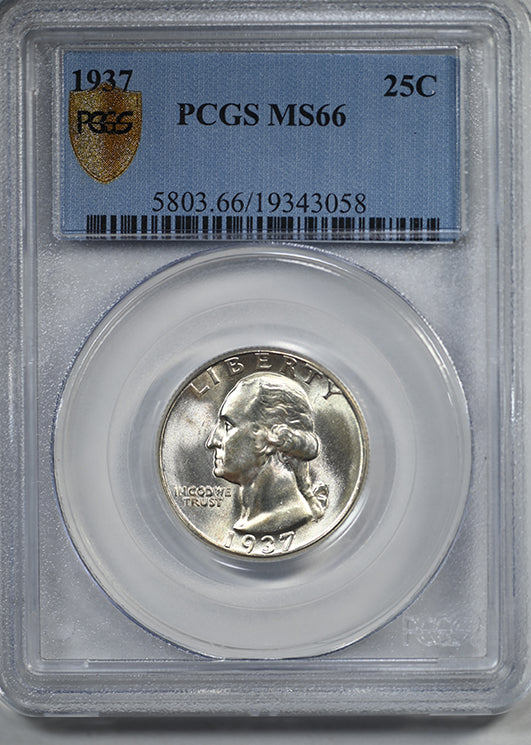 1937 Washington Quarter 25C PCGS MS66