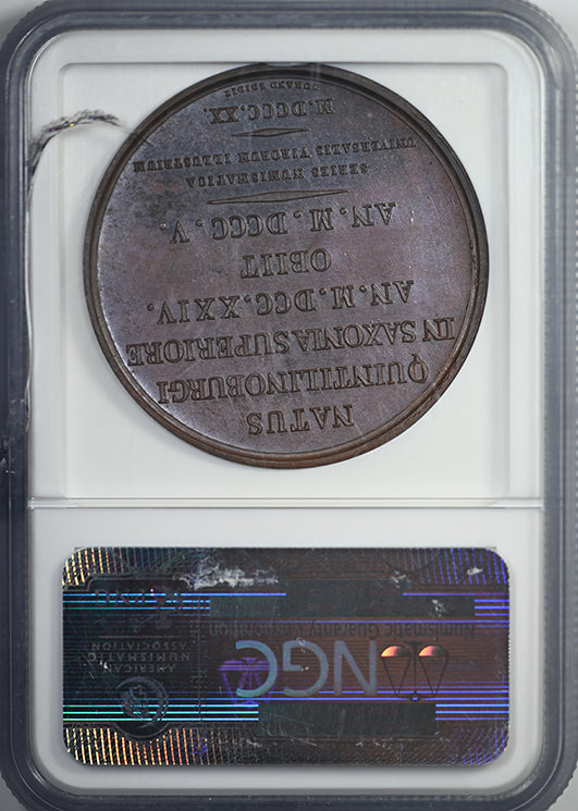 1820 Series Numismatic AE Fridericus Klopstock Medal NGC MS64BN (41mm) Durand E.