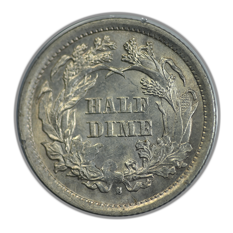 1872-S Liberty Seated Half Dime H10C PCGS Rattler MS60 Reverse