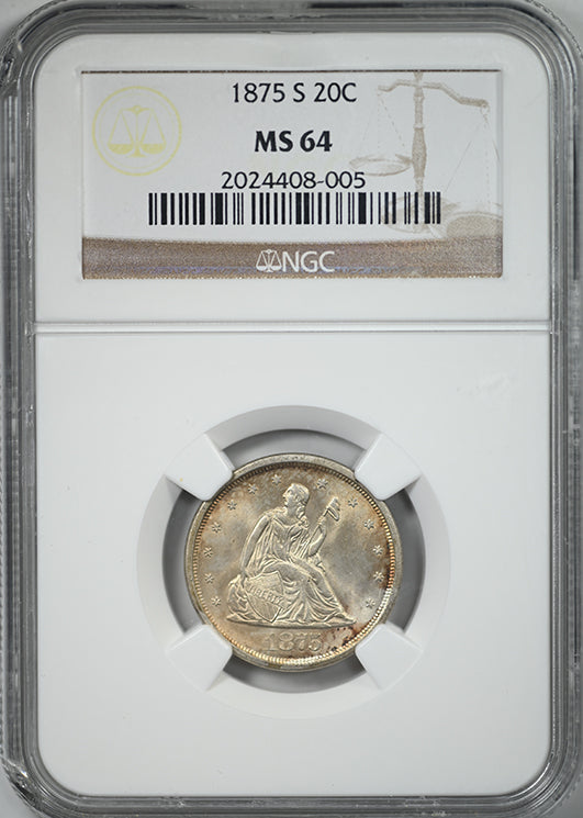 1875-S Twenty Cent Piece 20C NGC MS64