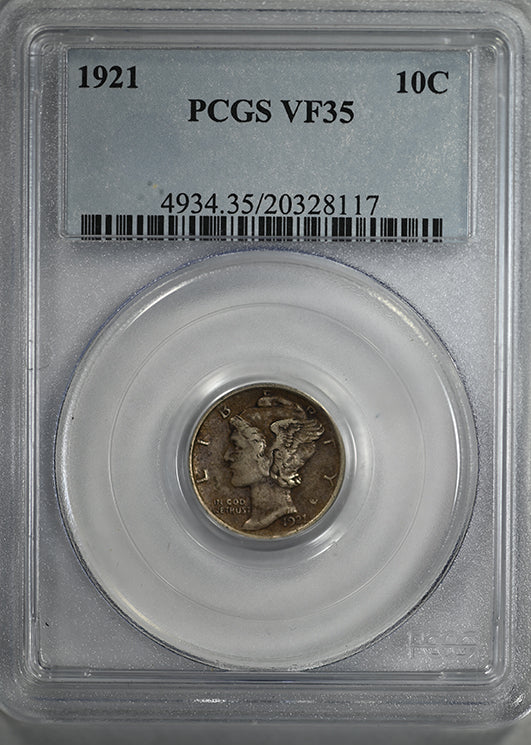 1921 Mercury Dime 10C PCGS VF35
