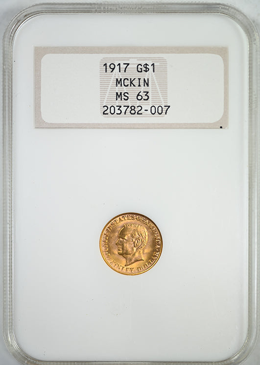 1917 McKinley Classic Commemorative Gold Dollar G$1 NGC Fatty MS63