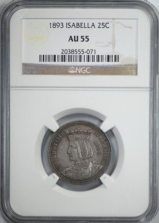 1893 Isabella Classic Commemorative Quarter 25C NGC AU55