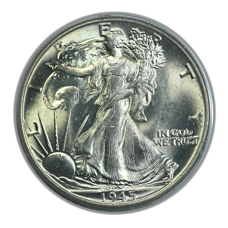 1945 Walking Liberty Half Dollar PCGS Rattler 50C MS63 CAC Obverse