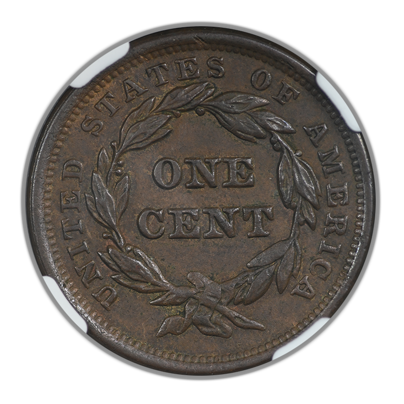1841 Braided Hair Liberty Head Large Cent 1C NGC MS63+BN CAC N-6