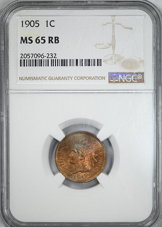 1905 Indian Head Cent 1C NGC MS65RB - TONED!