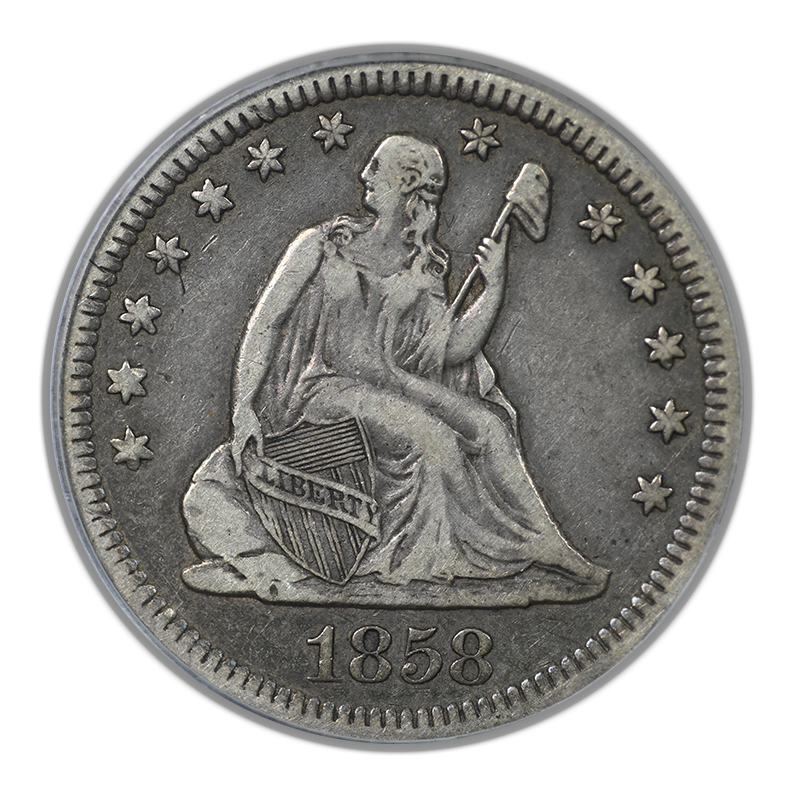1858-O Liberty Seated Quarter 25C PCGS VF25