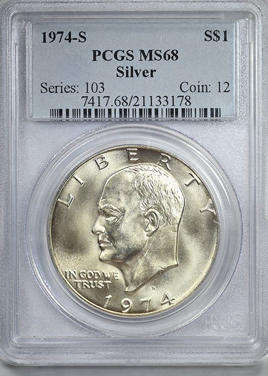 1974-S Silver Eisenhower Ike Dollar $1 PCGS MS68