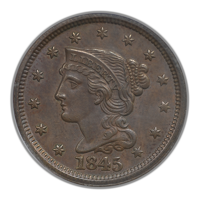 1845 Braided Hair Liberty Head Large Cent 1C PCGS MS63BN