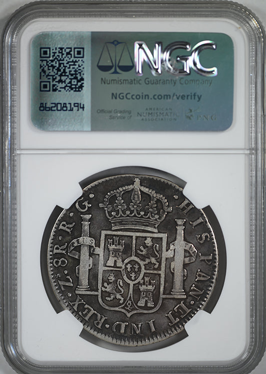 1821 ZS RG Mexico 8R Reales Zacatecas "Hispan" NGC VF Details Private Countermark